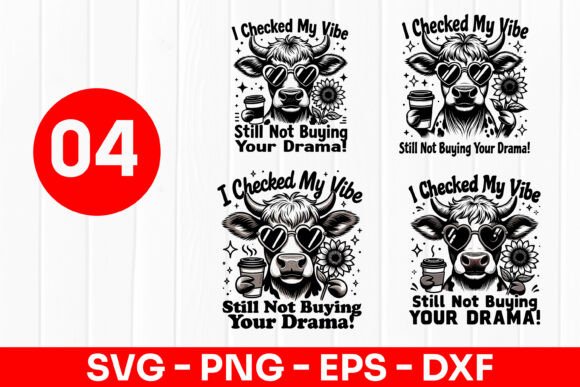 Funny Cow Vibe Check Quote SVG PNG
